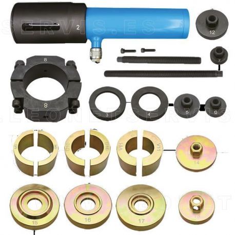 Kit de xtractor e instalador universal hidráulico de silent blocks de ballesta Volvo, Renault, Man...