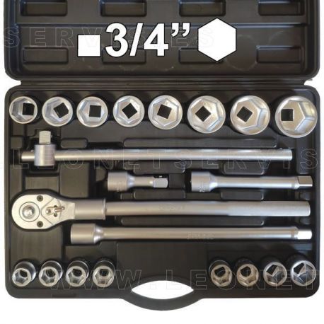 Juego de autocle carraca de 6 caras y 3/4"