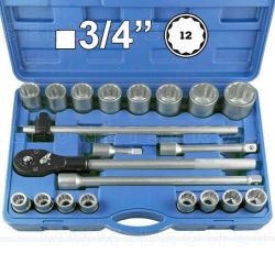 Juego de autocle carraca de 12 caras y 3/4"