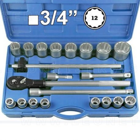 Juego de autocle carraca de 12 caras y 3/4"