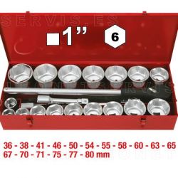 Juego de autoclé carraca con vasos de 6 caras y 1"