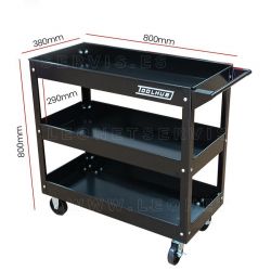Carro metálico de taller con 3 bandejas