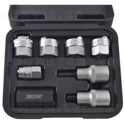 Juego de vasos y puntas almenadas para amortiguadores, 8 piezas