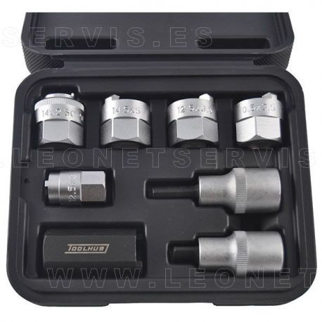 Juego de vasos y puntas almenadas para amortiguadores, 8 piezas