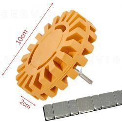Disco de goma para limpiar el adhesivo de la llanta  tras levantar las contrapesas adhesivas
