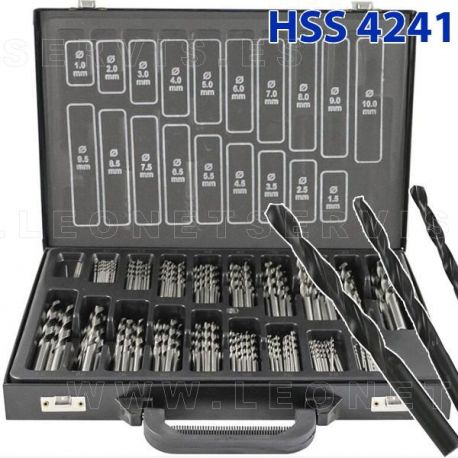 Maletin con brocas para hierro HELICOIDALES. Calidad HSS 4341. Medidas de 1-10 mms.