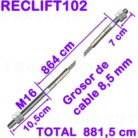 Juego de 2 cables de acero para elevador de taller