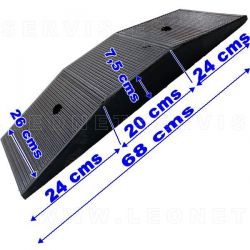Rampa de caucho para elevación de vehículos. Con entrada y salida