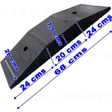 Rampa de caucho para elevación de vehículos. Con entrada y salida