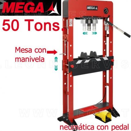 Prensa Mega 50 toneladas con cabezal deslizante y bomba hidráulica independiente