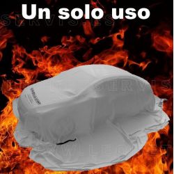 Manta ignífuga DE UN SOLO USO para el control de incendios en coches eléctricos.