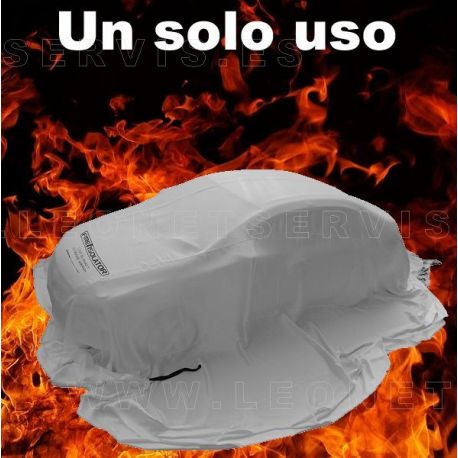 Manta ignífuga DE UN SOLO USO para el control de incendios en coches eléctricos.