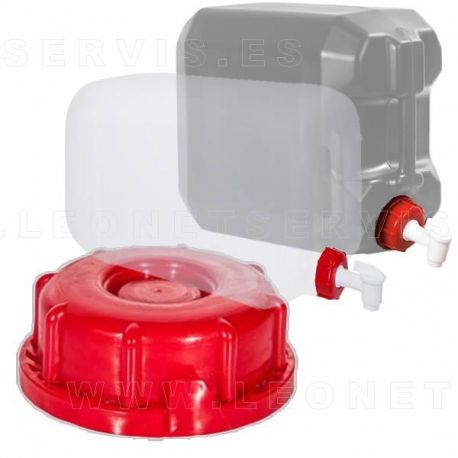 Tapón de plástico para garrafas. Con rosca hembra para adaptarle un grifo dosificador