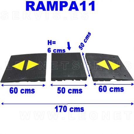 Rampa de garaje o rampa de cochera de 170 cms. Fabricada en caucho macizo antideslizante