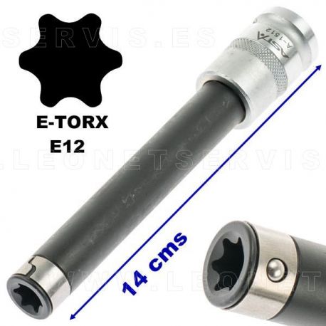 Vaso largo (140mm) de Torx 1/2" E12. Especial para Culatas de BMW y Puretch
