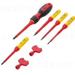 Juego de destornilladores VDE con aislamiento eléctrico.  13 piezas