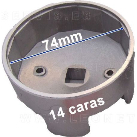 Llave de filtros de aceite 74 mm x 14 caras