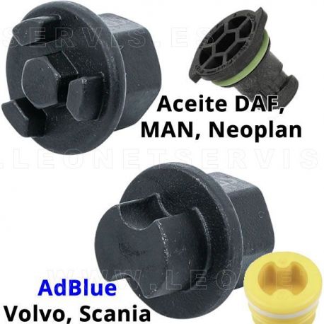 Tapón de plástico para carter de circuito de aceite en motores DAF y MAN