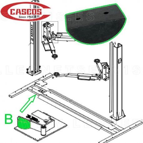 Conjunto de 2 poleas de 209mm y garganta doble + eje para elevadores de 4 columnas CASCOS