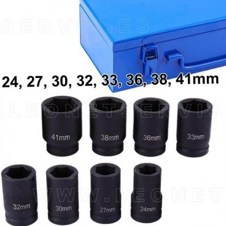 Juego de llaves de vaso impacto 1/2" largos. 10 piezas (10-24 mm)