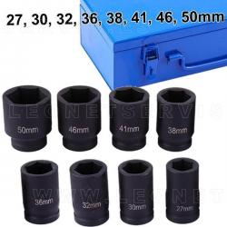 Juego de vasos de impacto cortos 1” . 6 caras, 8 piezas (24-41 mm)