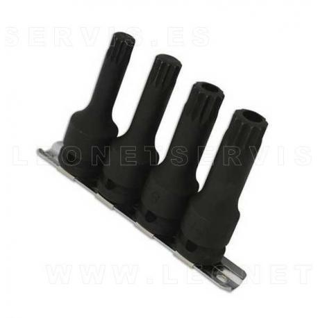 Juego de puntas de impacto XZN, 15 caras. Cuadradillo de 1/2"