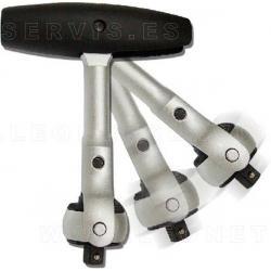 Carraca de 1/4" con cabeza giratoria y mango flexible	