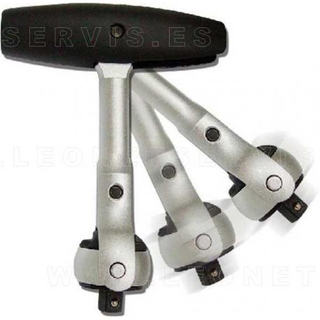 Carraca de 1/4" con cabeza giratoria y mango flexible	