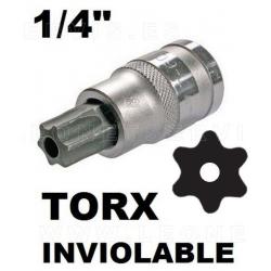 Vasos cortos 37 mm 1/4" con puntas torx inviolables acero crv (50bv30)