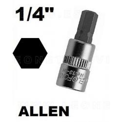 Vasos cortos 37 mm 1/4" con puntas allen acero crv (50bv30)