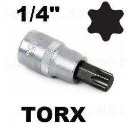 Vasos cortos 37 mm 1/4" con puntas torx acero crv (50bv30)