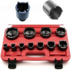 Juego de vasos almenados 1/2" exteriores para tuercas ranuradas, 11 piezas de 22-75 mm