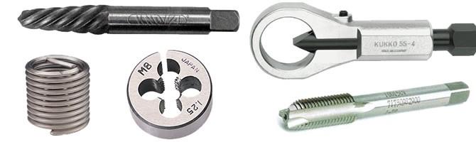 Herramientas para reparar roscas, tuercas y tornillos