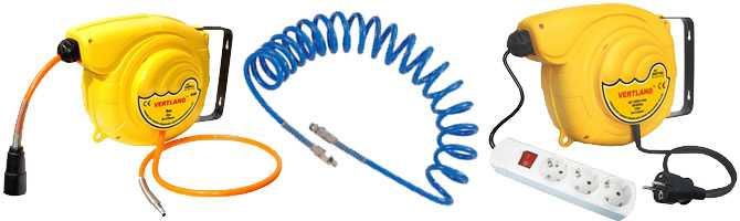 Enrolladores automáticos de mangueras para aire y electricidad 