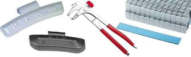 Contrapesas de golpeo, adhesivas y herramientas para ellas